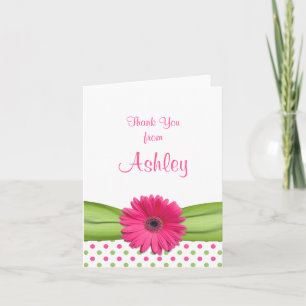 Daisy Polka Dot Daisy Bat Mitzvah Thank You Card