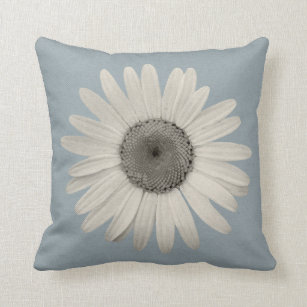 Daisy Pop of Color Blue Grey Throw Pillow