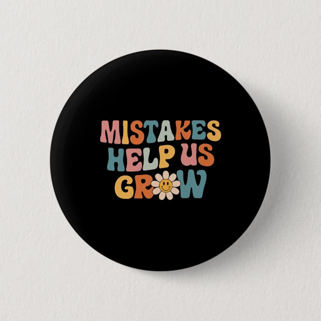 Daisy Positive Growth Mindset Retro Teacher Back T Button (Front)