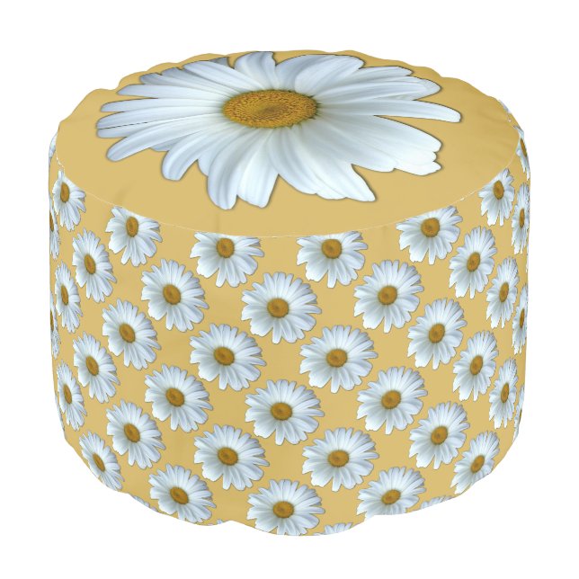 Daisy Pouf Ottoman Daisy Flower Pillow Footstool (Angled Front)