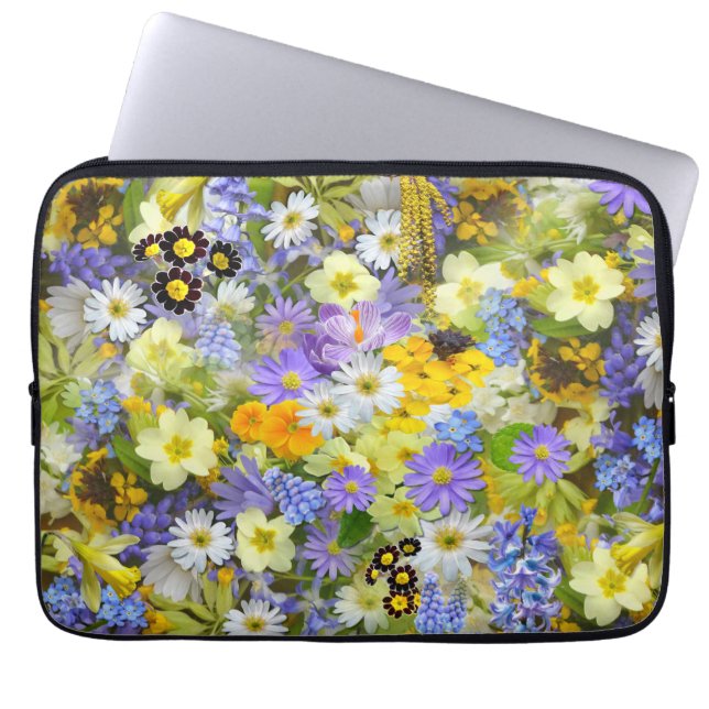 Daisy ,Primrose, Daffodil Flowers Laptop Sleeve (Front)
