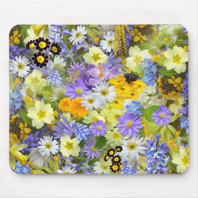 Daisy ,Primrose, Daffodil Flowers Mouse Pad (Front)