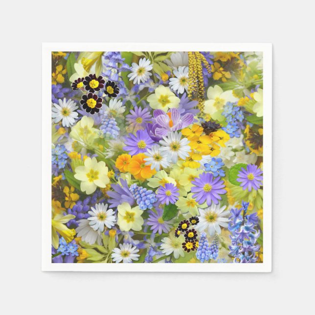 Daisy ,Primrose, Daffodil Flowers Napkins (Front)