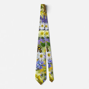 Daisy ,Primrose, Daffodil Flowers Neck Tie