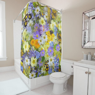 Daisy ,Primrose, Daffodil Flowers Shower Curtain