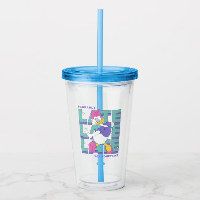 Daisy "Probably Late" Retro Statement Graphic Acrylic Tumbler (Front)