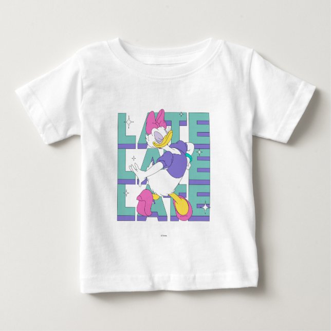 Daisy "Probably Late" Retro Statement Graphic Baby T-Shirt (Front)
