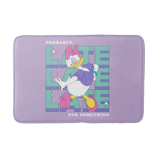 Daisy "Probably Late" Retro Statement Graphic Bath Mat (Front)