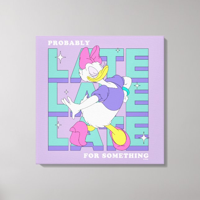 Daisy "Probably Late" Retro Statement Graphic Canvas Print (Front)