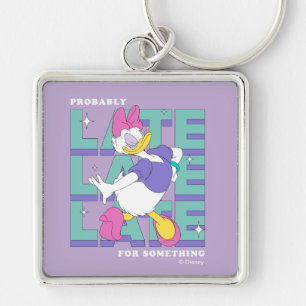 Daisy "Probably Late" Retro Statement Graphic Keychain