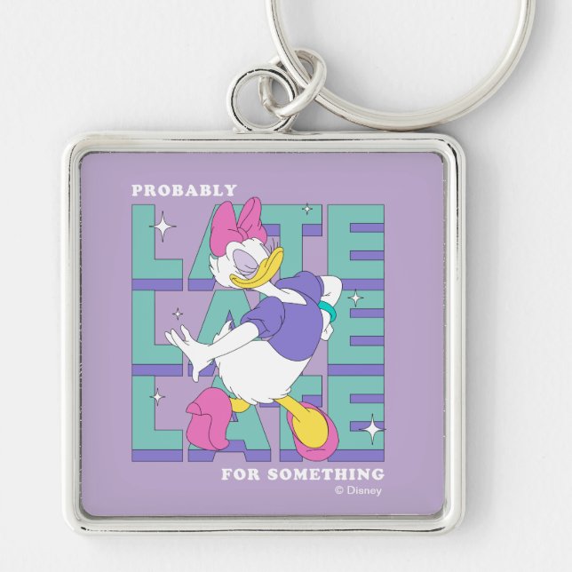 Daisy "Probably Late" Retro Statement Graphic Keychain (Front)