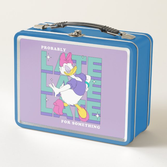 Daisy "Probably Late" Retro Statement Graphic Metal Lunch Box (Front)