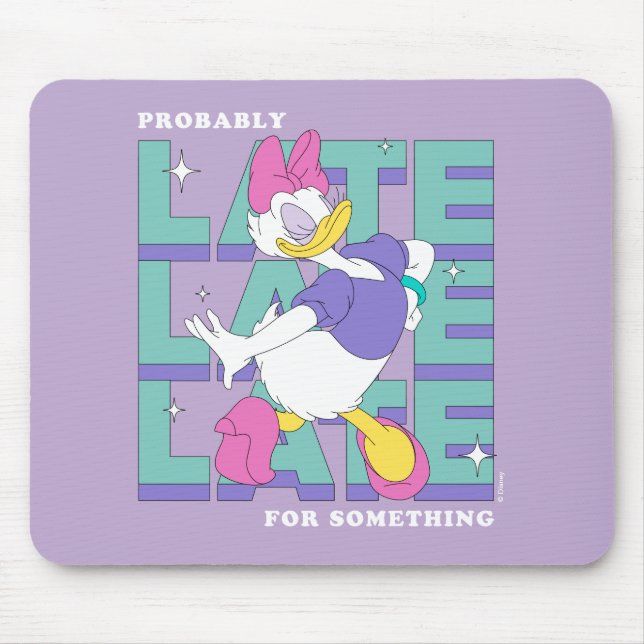 Daisy "Probably Late" Retro Statement Graphic Mouse Pad (Front)