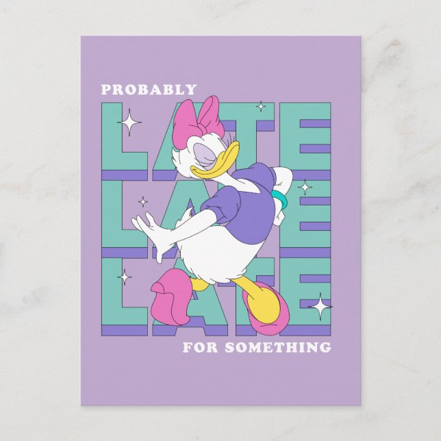 Daisy "Probably Late" Retro Statement Graphic Postcard (Front)