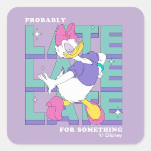 Daisy "Probably Late" Retro Statement Graphic Square Sticker