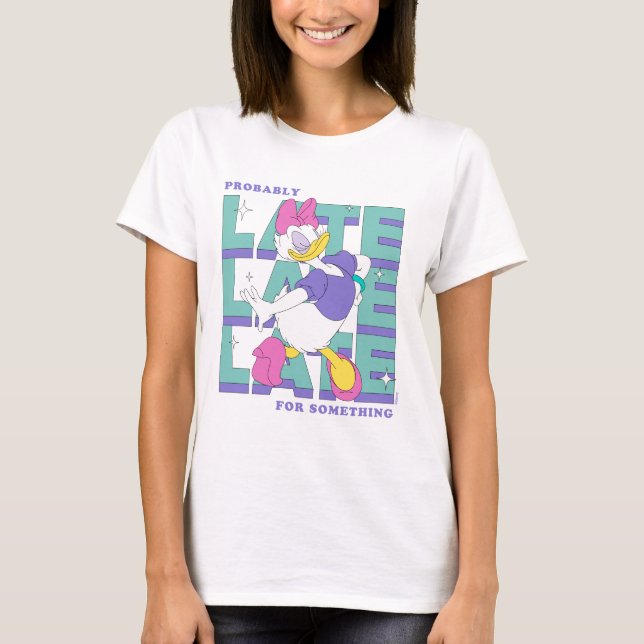 Daisy "Probably Late" Retro Statement Graphic T-Shirt (Front)