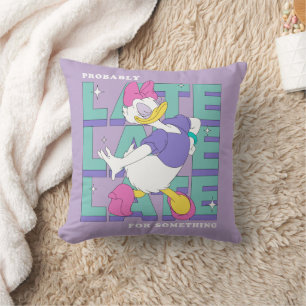 Daisy "Probably Late" Retro Statement Graphic Throw Pillow