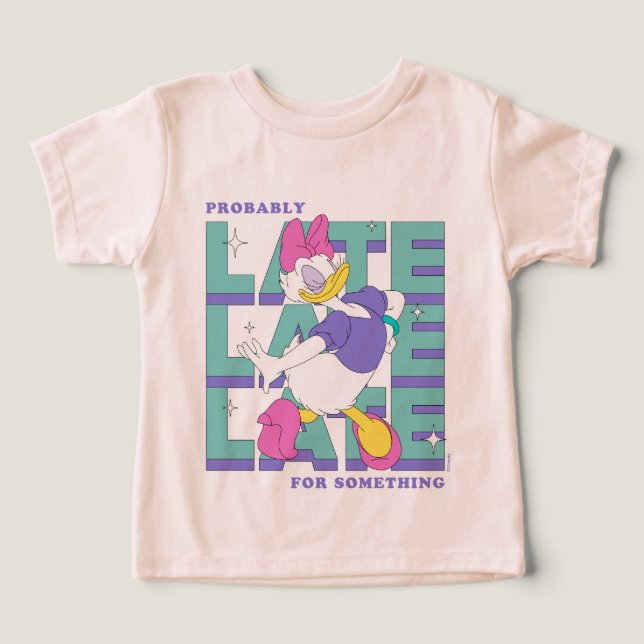 Daisy "Probably Late" Retro Statement Graphic Toddler T-shirt (Design Front)