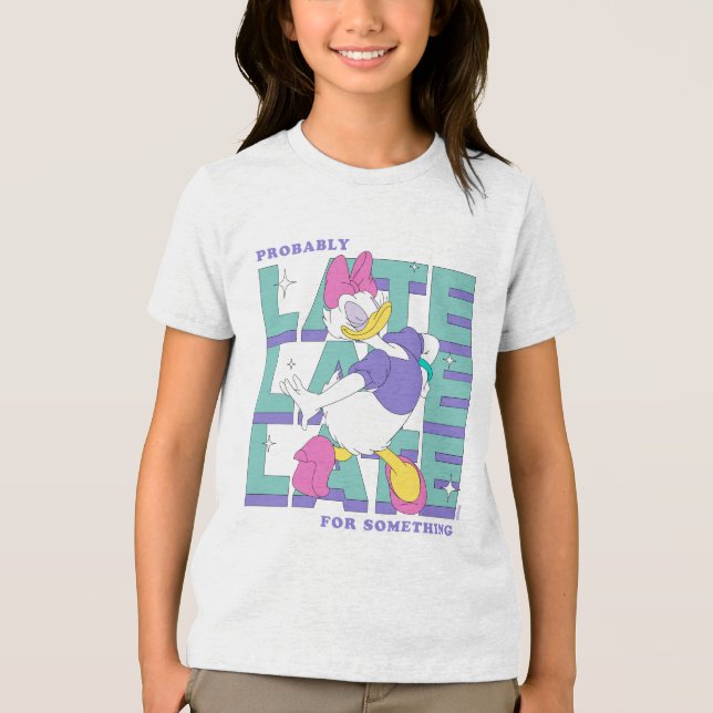 Daisy "Probably Late" Retro Statement Graphic Tri-Blend Shirt (Front)