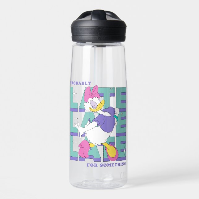 Daisy "Probably Late" Retro Statement Graphic Water Bottle (Front)