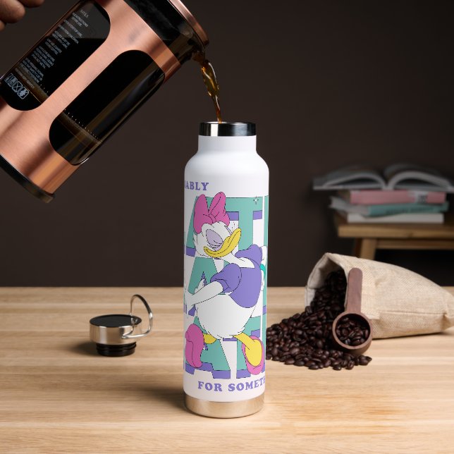 Daisy "Probably Late" Retro Statement Graphic Water Bottle (Coffee)