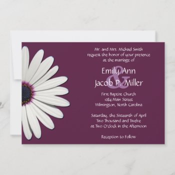 Daisy Purple Wedding Invitations by TwoBecomeOne at Zazzle