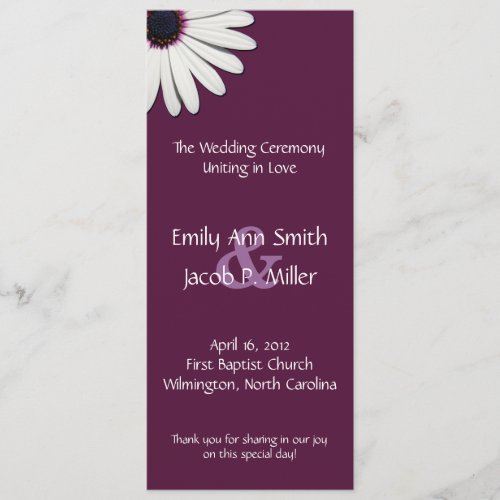 Daisy Purple Wedding Programs