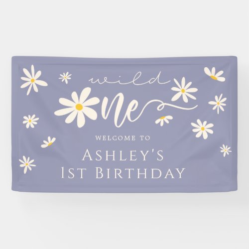 Daisy Purple Wild One 1st Birthday Welcome Sign