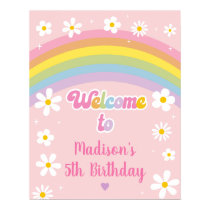 Daisy Rainbow Let's Party Retro Birthday Poster