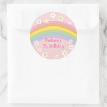 Daisy Rainbow Retro Birthday Classic Round Sticker