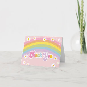 Daisy Rainbow Retro Birthday Letterpress Thank You Card