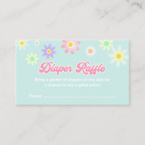 Daisy Retro Baby Shower Diaper Raffle Ticket Enclosure Card