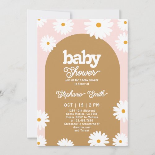 Daisy Retro Baby Shower Invitation