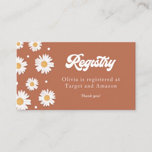 Daisy Retro Baby Shower Registry Enclosure Card