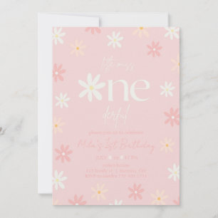 Daisy Retro Boho 1st Birthday Invitation