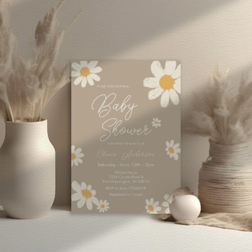 Daisy Retro Boho Baby Shower  Invitation