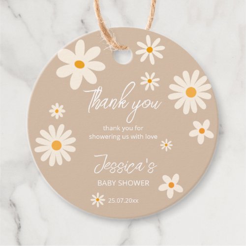 Daisy retro desert baby shower boho thank you favor tags