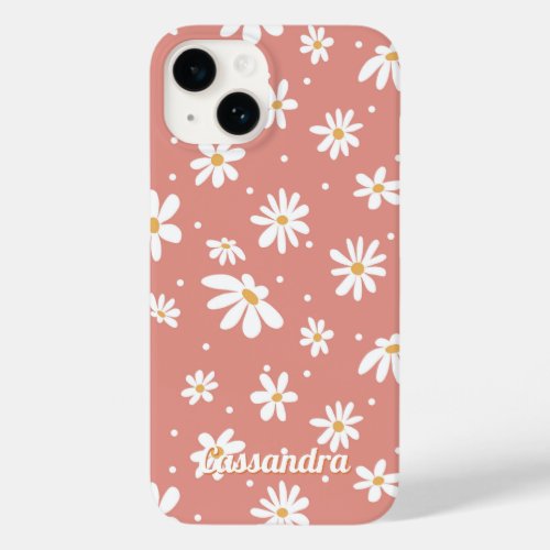 Daisy Retro Hippie 1960s 1970s Floral Pink Orange Case_Mate iPhone 14 Case
