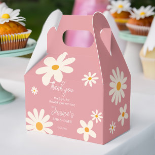 Daisy retro pink desert baby shower boho favor boxes
