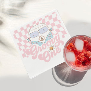 Daisy & Retro Van Pink Groovy One 1st Birthday Napkins