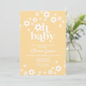Daisy Retro yellow Floral Baby Shower Invitation (Standing Front)
