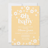 Daisy Retro yellow Floral Baby Shower Invitation (Front)