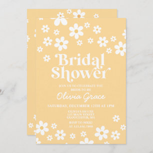 Daisy Retro yellow Floral Bridal Shower Invitation