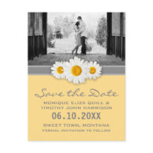 Daisy Ribbon - Yellow Gray & White Save the Date