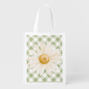 Daisy Sage Green Shopping Grocery Bag