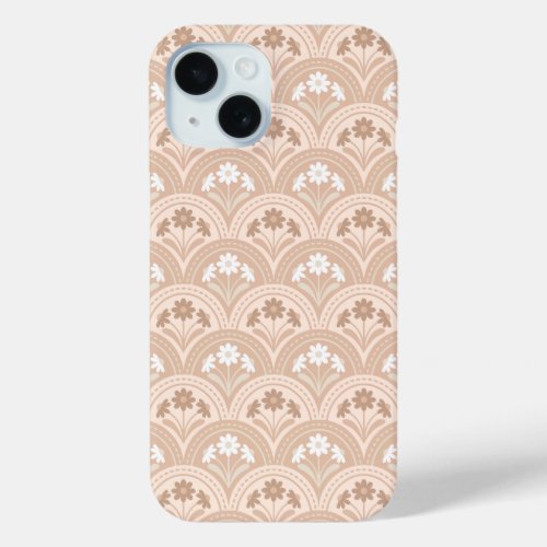 Daisy Scallop Pattern Earthy Tones iPhone 15 Case