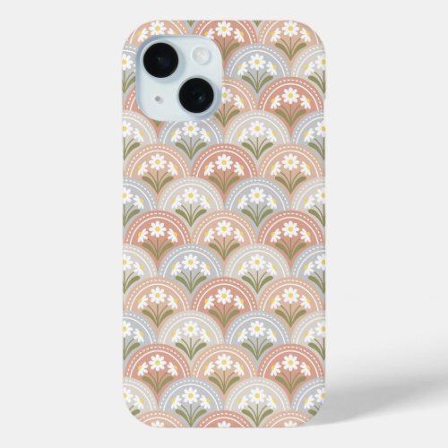 Daisy Scallop Pattern Neutral Tones iPhone 15 Case