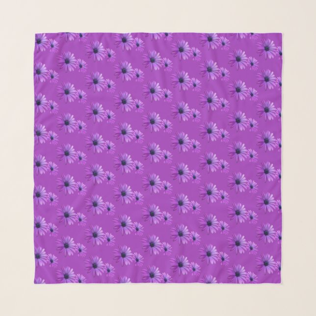 Daisy Scarf Purple Wildflower Daisy Scarves Gifts (Front (Horizontal))