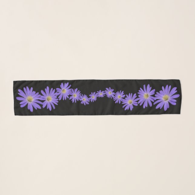 Daisy Scarf Purple Wildflower Daisy Scarves Gifts (Front (Horizontal))