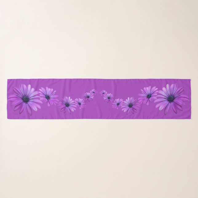Daisy Scarf Purple Wildflower Daisy Scarves Gifts (Front (Horizontal))